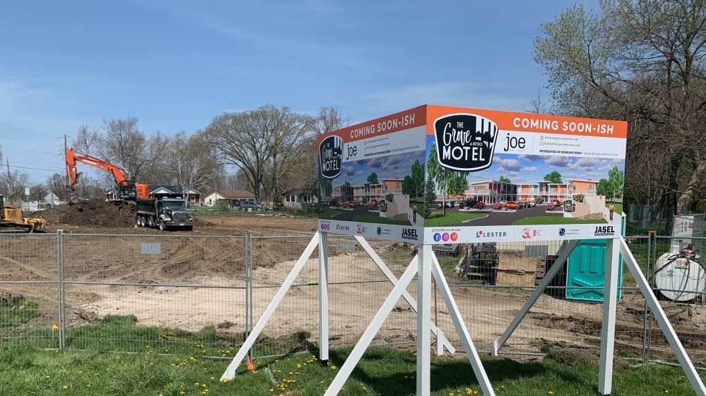 Development site and billboard for new boutique motel The Grove coming to Windsor-Essex 