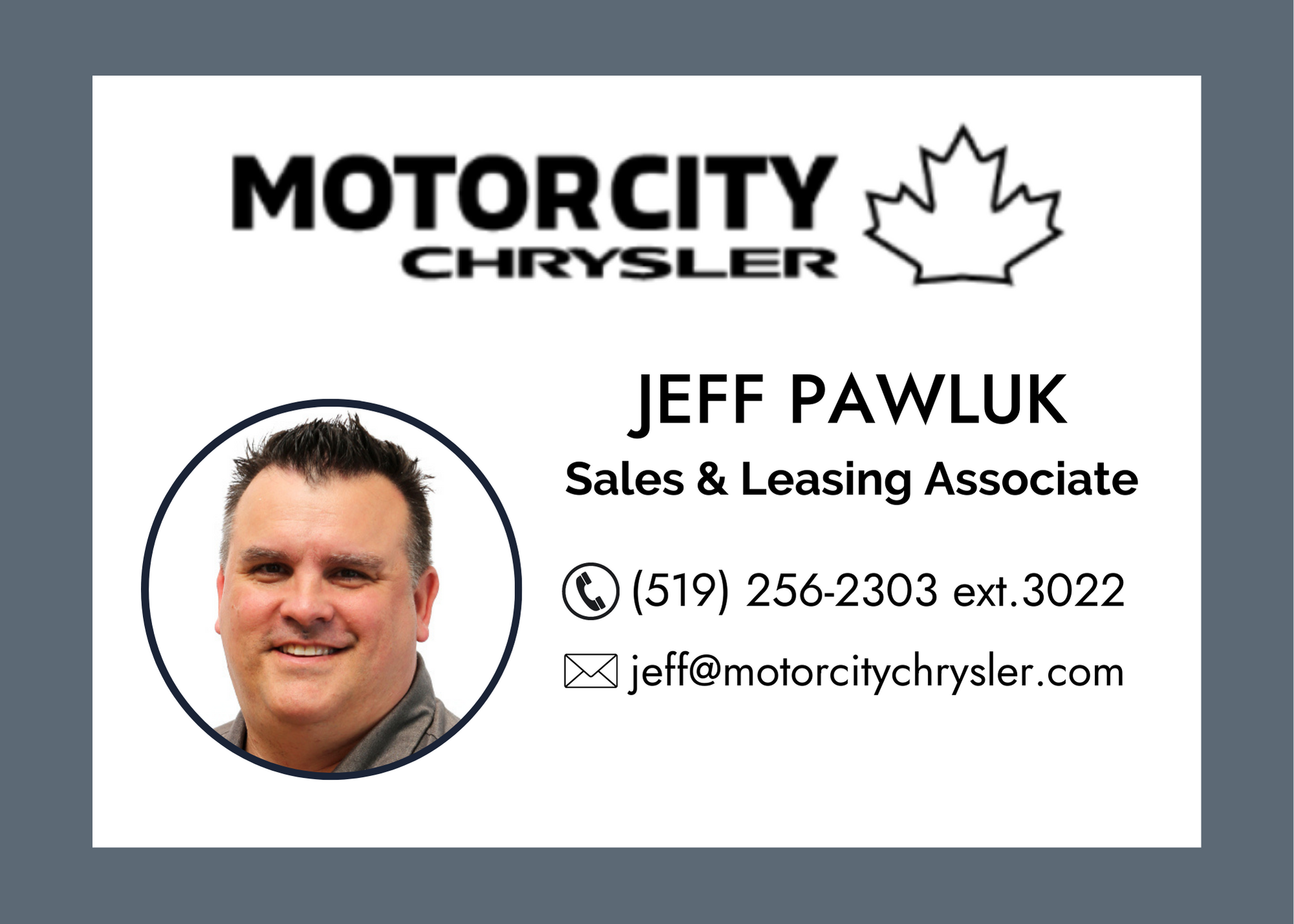 jeff pawluk sales & leasing associate, motorcity chrysler