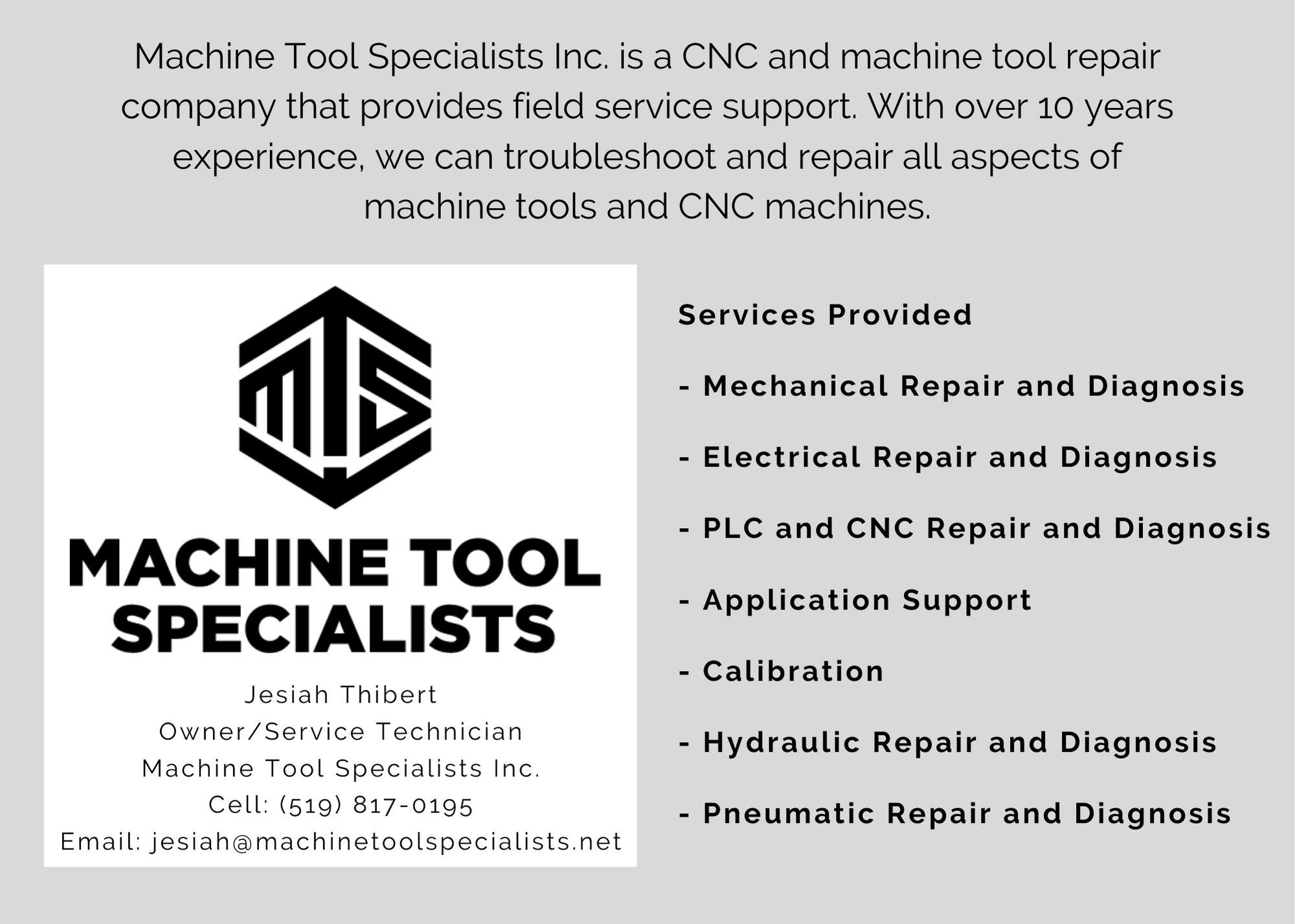 Machine tool specialist logo and advertisement 