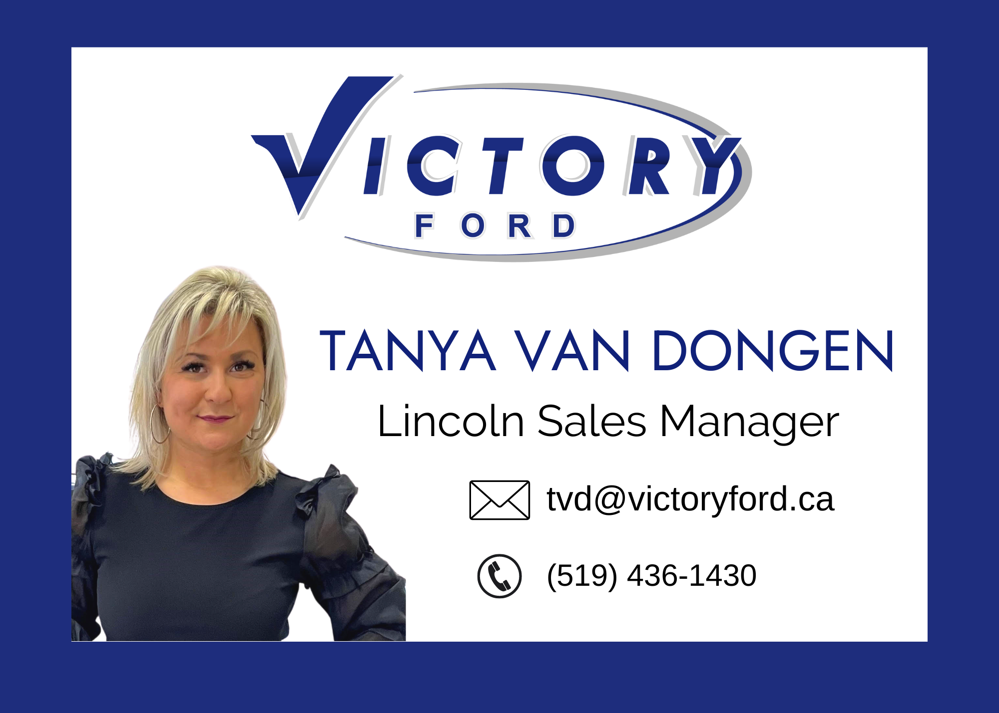 tanya van dongen lincoln sales manager, victory ford