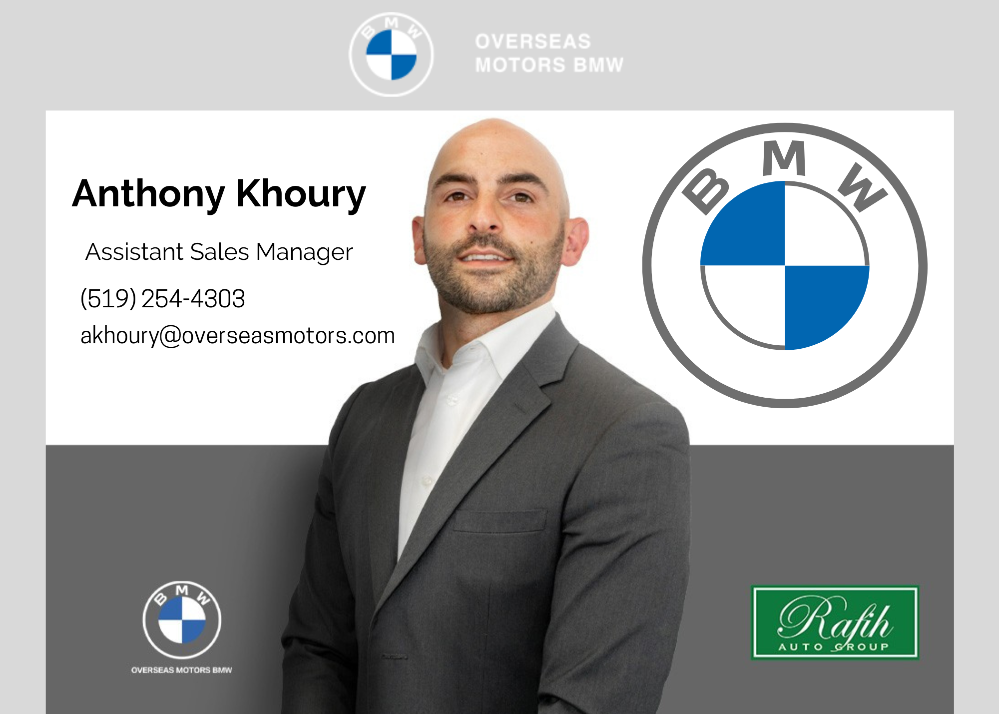 Anthony khoury assistant sales manager, overseas motors bmw, bmw logo
